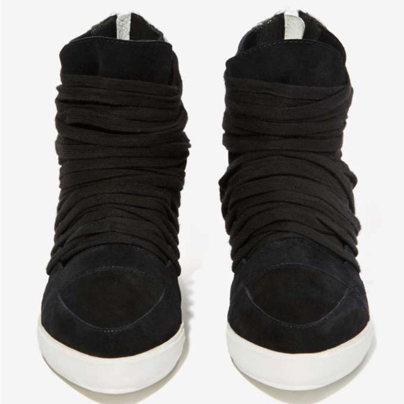 Jeffrey Campbell Enora Suede Leather Pointed Toe High Top Lace Up Sneaker Size 6 - Picture 2 of 12
